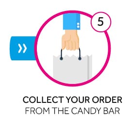 Collect your order from the candy bar